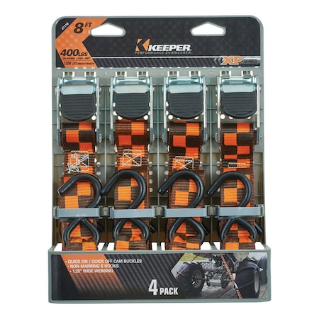 Keeper Keeper 1.25 in. W X 8 ft. L Black/Orange Tie Down Strap 400 lb 4 pk 47110